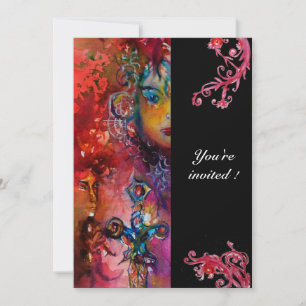 EXCALIBUR , bright red ,black Invitation
