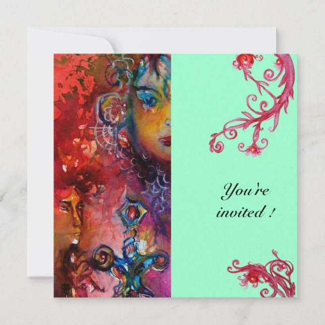 EXCALIBUR , bright red ,blue Invitation (Front)