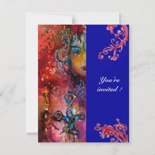 EXCALIBUR  bright red blue Invitation