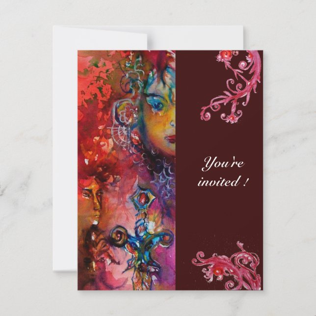 EXCALIBUR , bright red ,brown Invitation (Front)