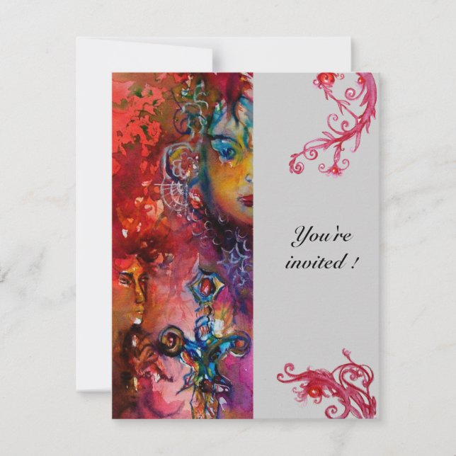 EXCALIBUR , bright red grey Invitation (Front)
