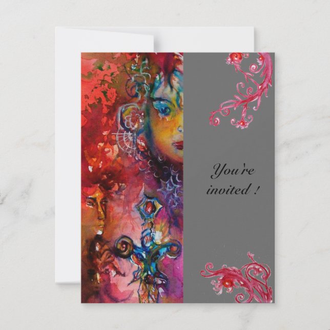 EXCALIBUR , bright red grey Invitation (Front)