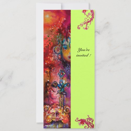 EXCALIBUR  bright red pink blue green Invitation