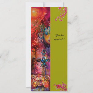 EXCALIBUR , bright red ,pink blue green Invitation