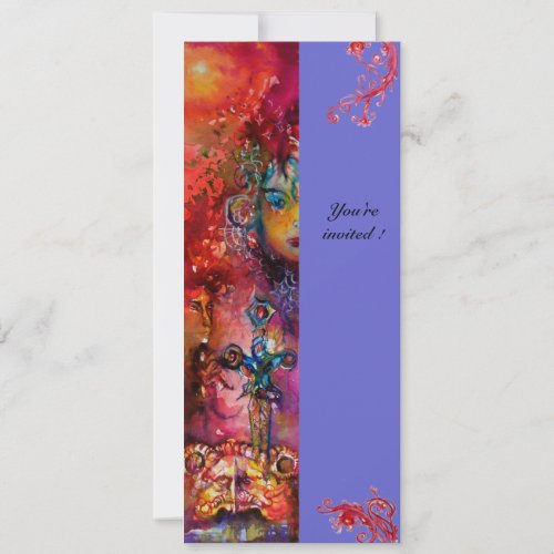 EXCALIBUR  bright red pink blue Invitation