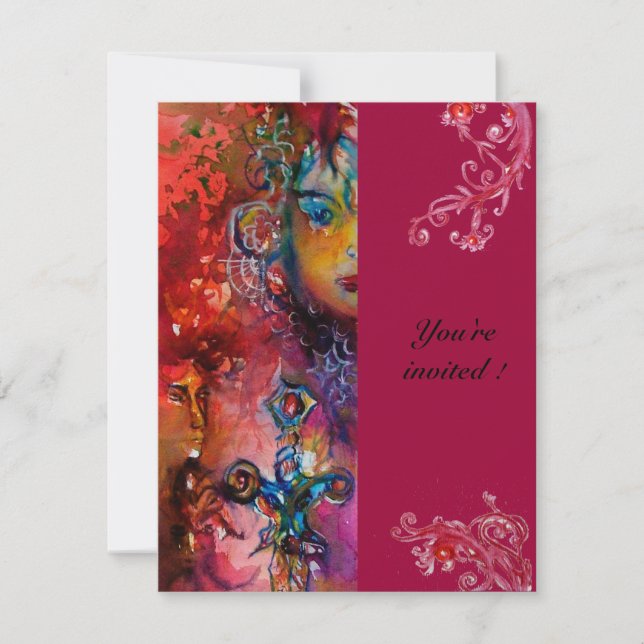 EXCALIBUR , bright red ,pink Invitation (Front)