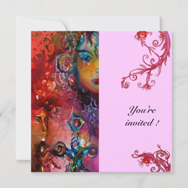 EXCALIBUR , bright red ,pink Invitation (Front)