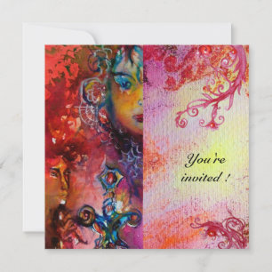 EXCALIBUR , bright red ,pink purple Invitation