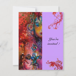 EXCALIBUR , bright red ,pink violet Invitation