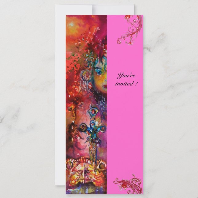 EXCALIBUR , bright red ,pink violet Invitation (Front)