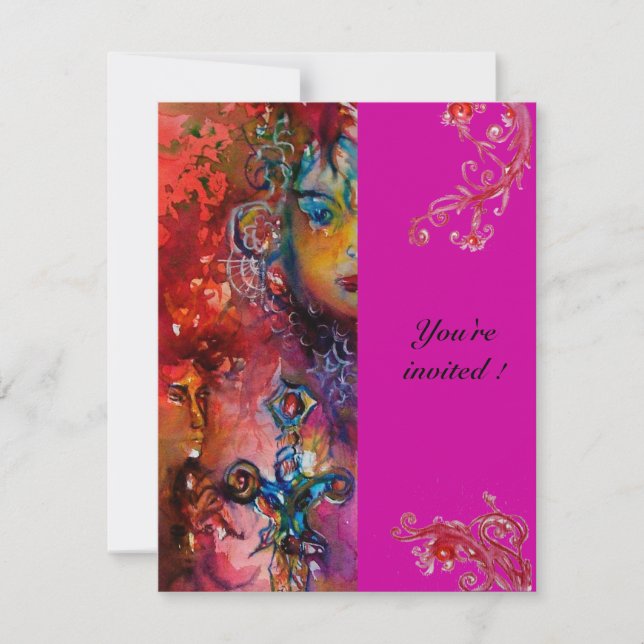 EXCALIBUR , bright red ,pink violet Invitation (Front)