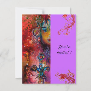 EXCALIBUR , bright red ,purple Invitation