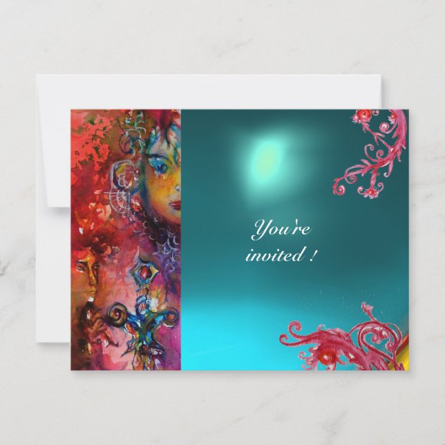 EXCALIBUR gem bright red ,pink blue orange blue Invitation (Front)