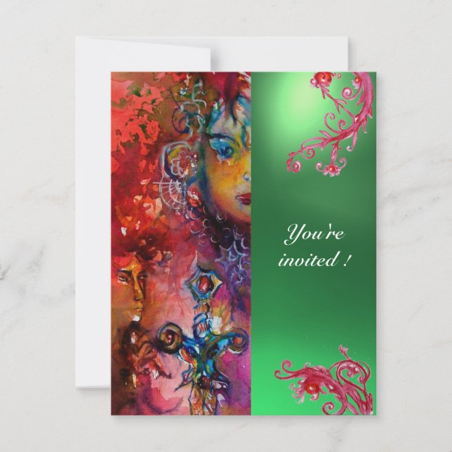 EXCALIBUR gem bright red ,pink blue orange green Invitation (Front)