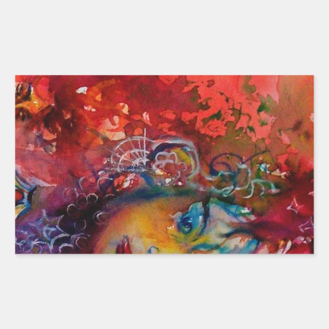EXCALIBUR Lady Of The Lake ,Red Fantasy Rectangular Sticker (Front)