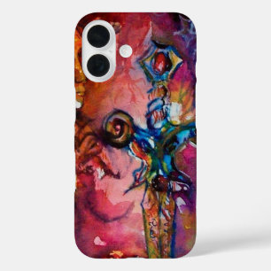 EXCALIBUR /MAGIC SWORD Fuchsia Red Pink Fantasy iPhone 16 Case