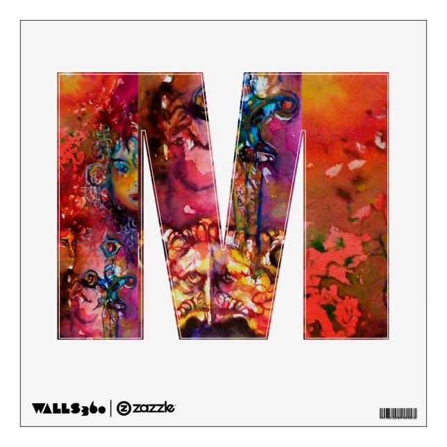 EXCALIBUR MONOGRAM M LETTER WALL STICKER (Front)