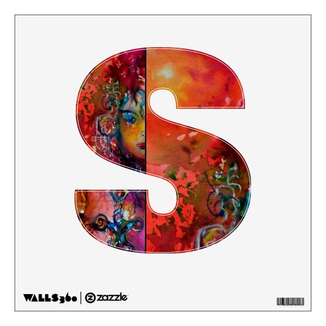 EXCALIBUR MONOGRAM S LETTER WALL STICKER (Front)