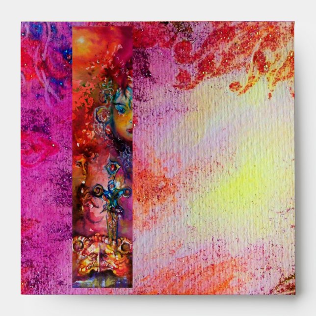 EXCALIBUR ,red purple pink yellow Envelope (Front)