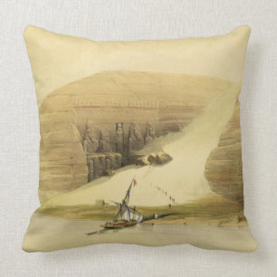 Excavated Temple of Abu Simbel, from "Egypt and Nu Throw Pillow