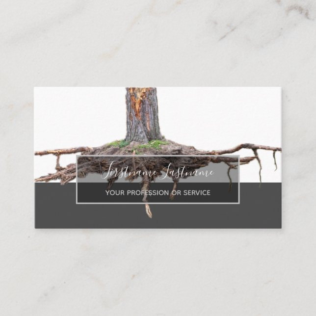 Excavated tree gray rectangle stripes business card (Front)