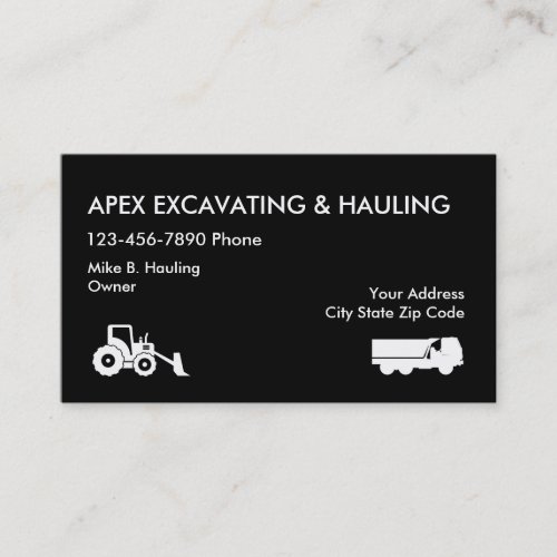 Excavating And Hauling Business Cards