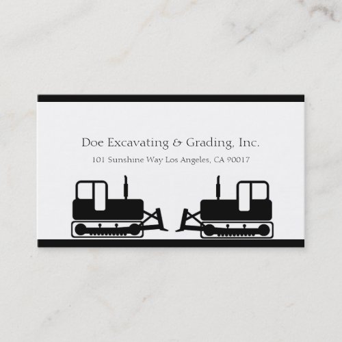 Excavating Grading Contractor Excavator Grader W/W Business Cards