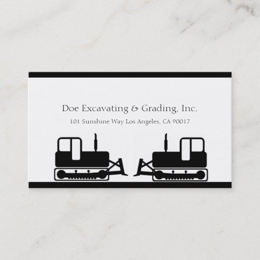 Customizable Excavating Grading Contractor Excavator Grader W/W Business Cards