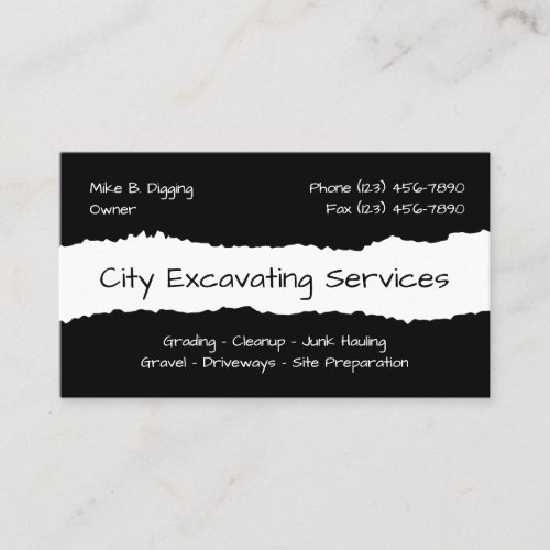 Excavating Hauling Business Cards