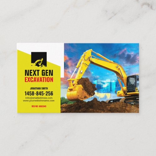 Excavating Land clearing Construction Tractor Business Card