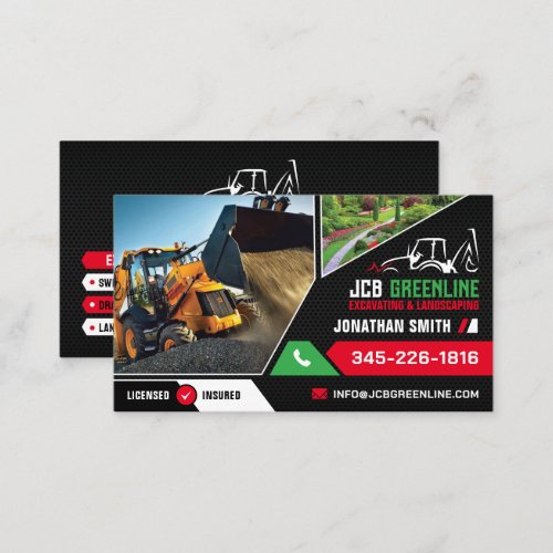 Excavating Landcliering Landscapingconstruction Business Card