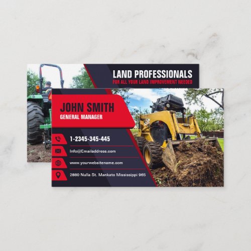Excavating mulching land clearing Tractor Bush Business Card