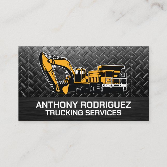 Excavating Vehicles | Steel Business Card (Front)
