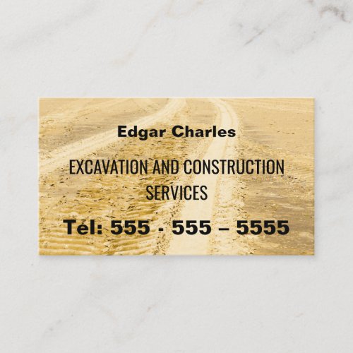 Excavation Construction Sand Tracks Business Card