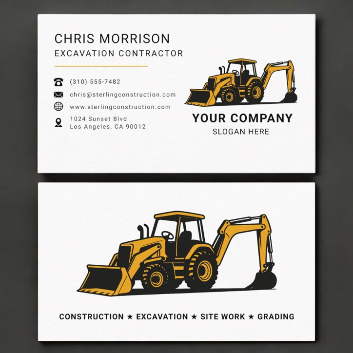 Excavation Contractor Professional Business Card