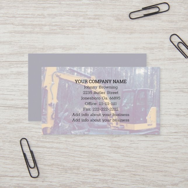 Excavation Service Business Card (Front/Back In Situ)