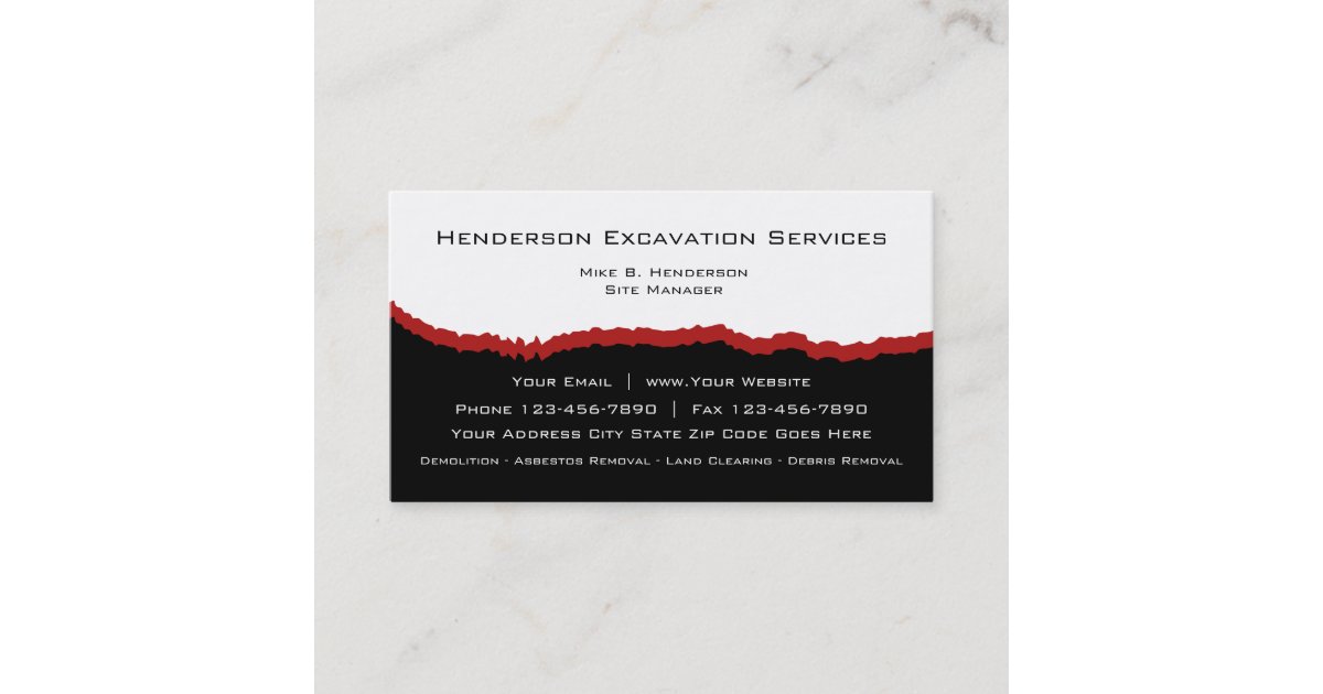 Excavation Services Business Card | Zazzle.com