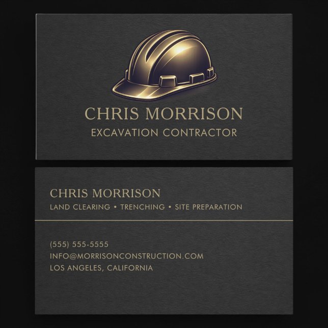 Excavation Services Hard Hat Professional Business Card (Creator Uploaded)