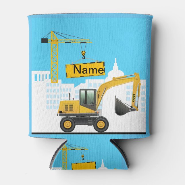 Excavator    add Name Personalize Can Cooler (Front)