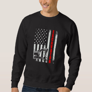 Excavator American Flag Usa Patriotic Proud Excava Sweatshirt