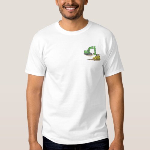 Excavator and Dozer Embroidered T_Shirt