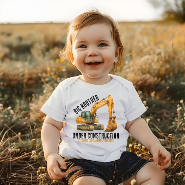 Excavator Big Brother Under Construction With Date Baby T-Shirt (Creator Uploaded)