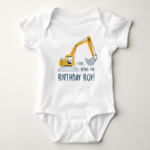 Excavator Birthday Baby Bodysuit