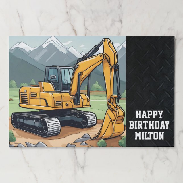 Excavator Birthday Construction Equipment Party Paper Pad (Front)