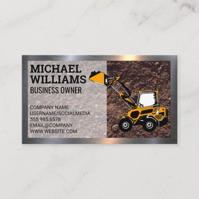 Excavator | Bull Dozer | Construction Business Card (Front)