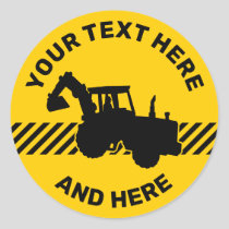 Excavator Classic Round Sticker