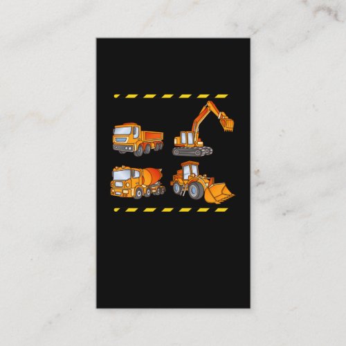 Excavator Concrete mixer Trucks Boys Construction Business Card