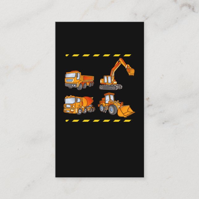 Excavator Concrete mixer Trucks Boys Construction Business Card (Front)