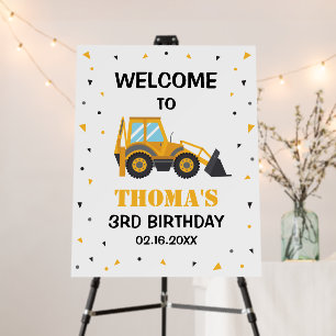 Excavator Construction Birthday welcome sign