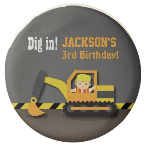 Excavator Construction Boys Birthday Party Chocolate Dipped Oreo